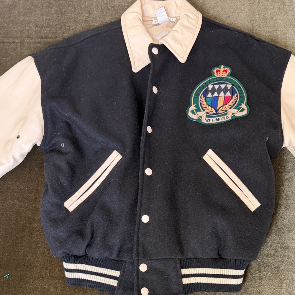VNTG The Limited black leather/wool varsity jacket